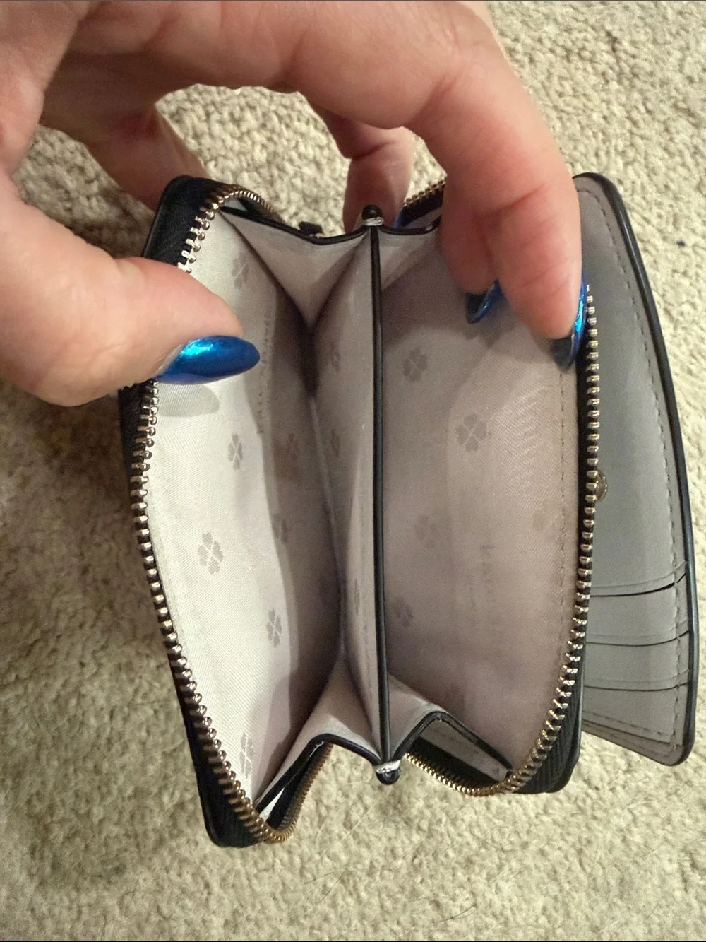 Kate Spade knott small pebbled leather bifold wallet black